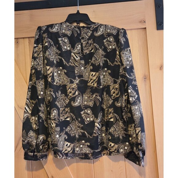 Nicola Womens Size 16  Shoulder Pads Animal Paisley Old Money Blouse - Picture 2 of 14